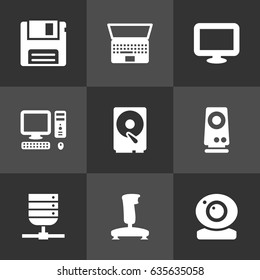 Set Of 9 Notebook Icons Set.Collection Of Computer, Datacenter, Display And Other Elements.