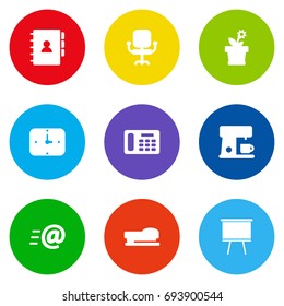 Set Of 9 Office Icons Set.Collection Of Book, Espresso, Message And Other Elements.