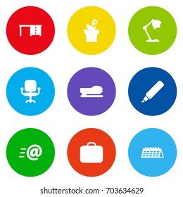 Set Of 9 Office Icons Set.Collection Of Flower, Label, Sew And Other Elements.