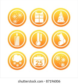 set of 9 orange christmas signs