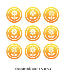 set of 9 orange flower signs