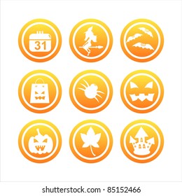 set of 9 orange  halloween signs