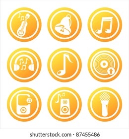 set of 9 orange musical tools signs
