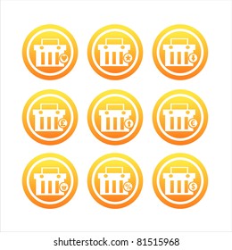 set of 9 orange shopping baskets signs