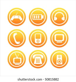 set of 9 orange technology signs