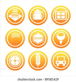 set of 9 orange traffic signs