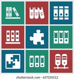 set of 9 order filled icons such as binder