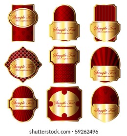 Set of 9 ornate labels