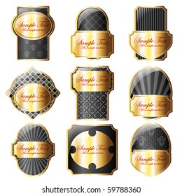 Set of 9 ornate labels in eps10