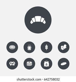 Set Of 9 Oven Icons Set.Collection Of Dessert, Grain, Cake And Other Elements.