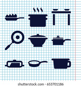 Set of 9 pan filled icons such as pan