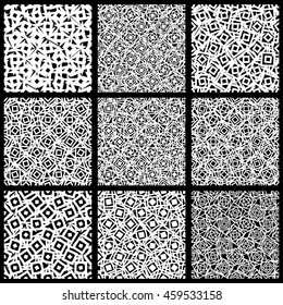 Set of 9 pattern with random, irregular shapes.
