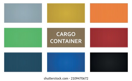 Set of 9 patterns of background cargo containers in different colors - Vector illustration