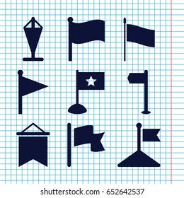Set of 9 pennant filled icons such as