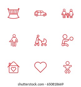 Set Of 9 People Outline Icons Set.Collection Of Grandfather, Home, Boy Elements.