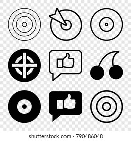 Set of 9 perfect filled and outline icons such as cherry, thumb up