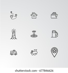 Set of 9 perfect icons for navigation. Vector illustration.