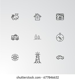 Set of 9 perfect icons for navigation. Vector illustration.