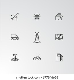 Set of 9 perfect icons for navigation. Vector illustration.