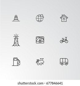 Set of 9 perfect icons for navigation. Vector illustration.
