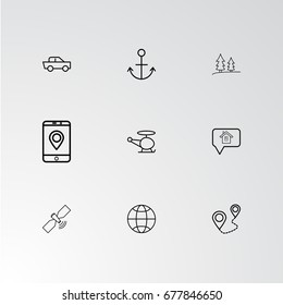 Set of 9 perfect icons for navigation. Vector illustration.