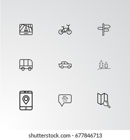 Set of 9 perfect icons for navigation. Vector illustration.
