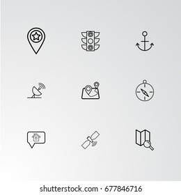 Set of 9 perfect icons for navigation. Vector illustration.