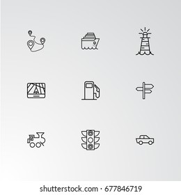 Set of 9 perfect icons for navigation. Vector illustration.