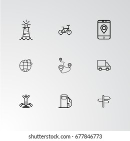 Set of 9 perfect icons for navigation. Vector illustration.