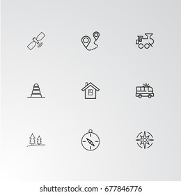 Set of 9 perfect icons for navigation. Vector illustration.