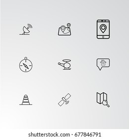 Set of 9 perfect icons for navigation. Vector illustration.