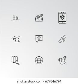 Set of 9 perfect icons for navigation. Vector illustration.