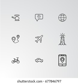 Set of 9 perfect icons for navigation. Vector illustration.