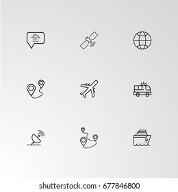 Set of 9 perfect icons for navigation. Vector illustration.