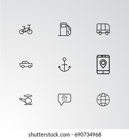 Set of 9 perfect icons for navigation. Vector illustration.