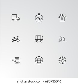Set of 9 perfect icons for navigation. Vector illustration.
