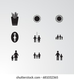 Set of 9 perfect miscellaneous icons. Vector illustration. Includes vectors.