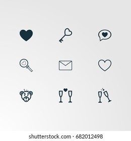 Set of 9 perfect miscellaneous icons. Vector illustration. Includes message, envelope, vectors.