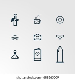 Set of 9 perfect miscellaneous icons. Vector illustration. Includes  vectors.