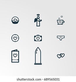 Set of 9 perfect miscellaneous icons. Vector illustration. Includes  vectors.