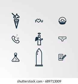 Set of 9 perfect miscellaneous icons. Vector illustration. Includes  vectors.