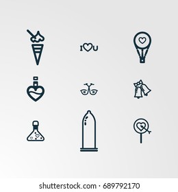 Set of 9 perfect miscellaneous icons. Vector illustration. Includes vectors.