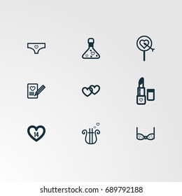 Set of 9 perfect miscellaneous icons. Vector illustration. Includes vectors.