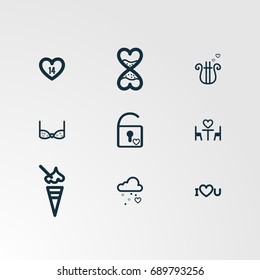 Set of 9 perfect miscellaneous icons. Vector illustration. Includes vectors.