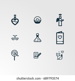 Set of 9 perfect miscellaneous icons. Vector illustration. Includes vectors.