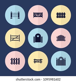 Set of 9 picket filled icons such as fence