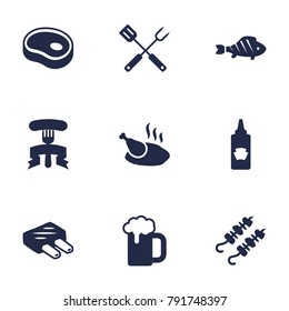 Set Of 9 Picnic Icons Set.Collection Of Barbecue, Restaurant, Drumstick And Other Elements.
