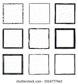 Set of 9 pieces grunge edges.Grunge borders.Vector brush strokes