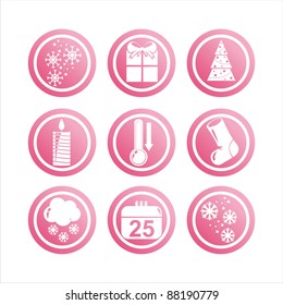 set of 9 pink christmas signs