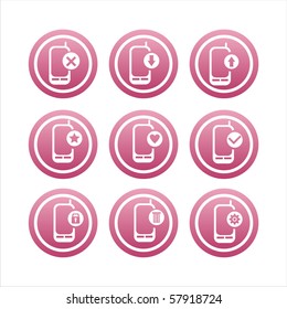 set of 9 pink mobile phone signs